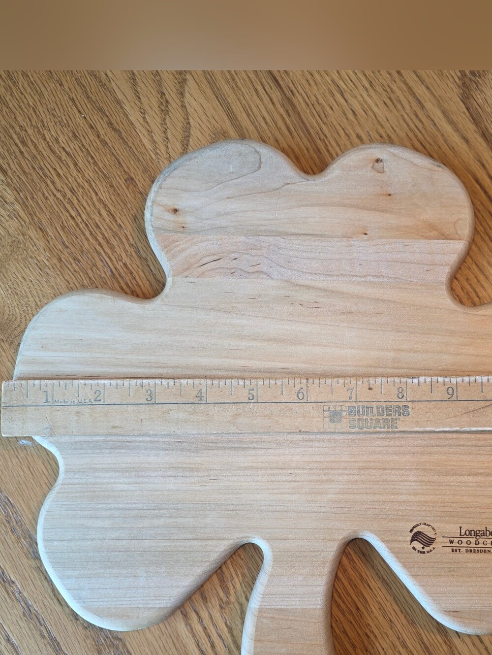 Longaberger Natural Wood Serving/Cutting Board with Logo Clover Shamrock